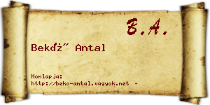 Bekő Antal névjegykártya